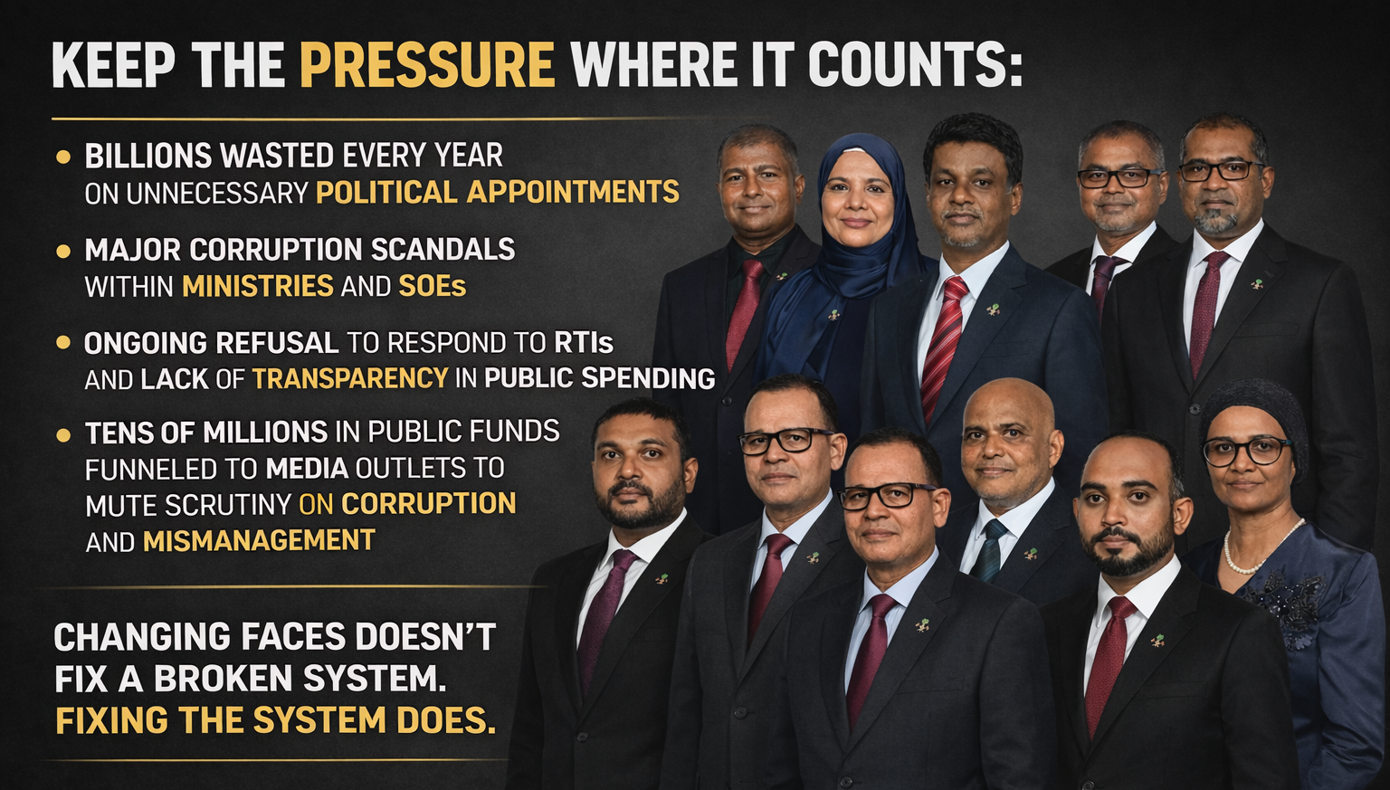 ޙަޤީޤީ ޙައްލަކީ ނިޒާމު އިޞްލާޙުކުރުން؛ މޫނުތައް ބަދަލު ކުރުމަކީ ވަގުތީ އޮޅުވާލުމެއް