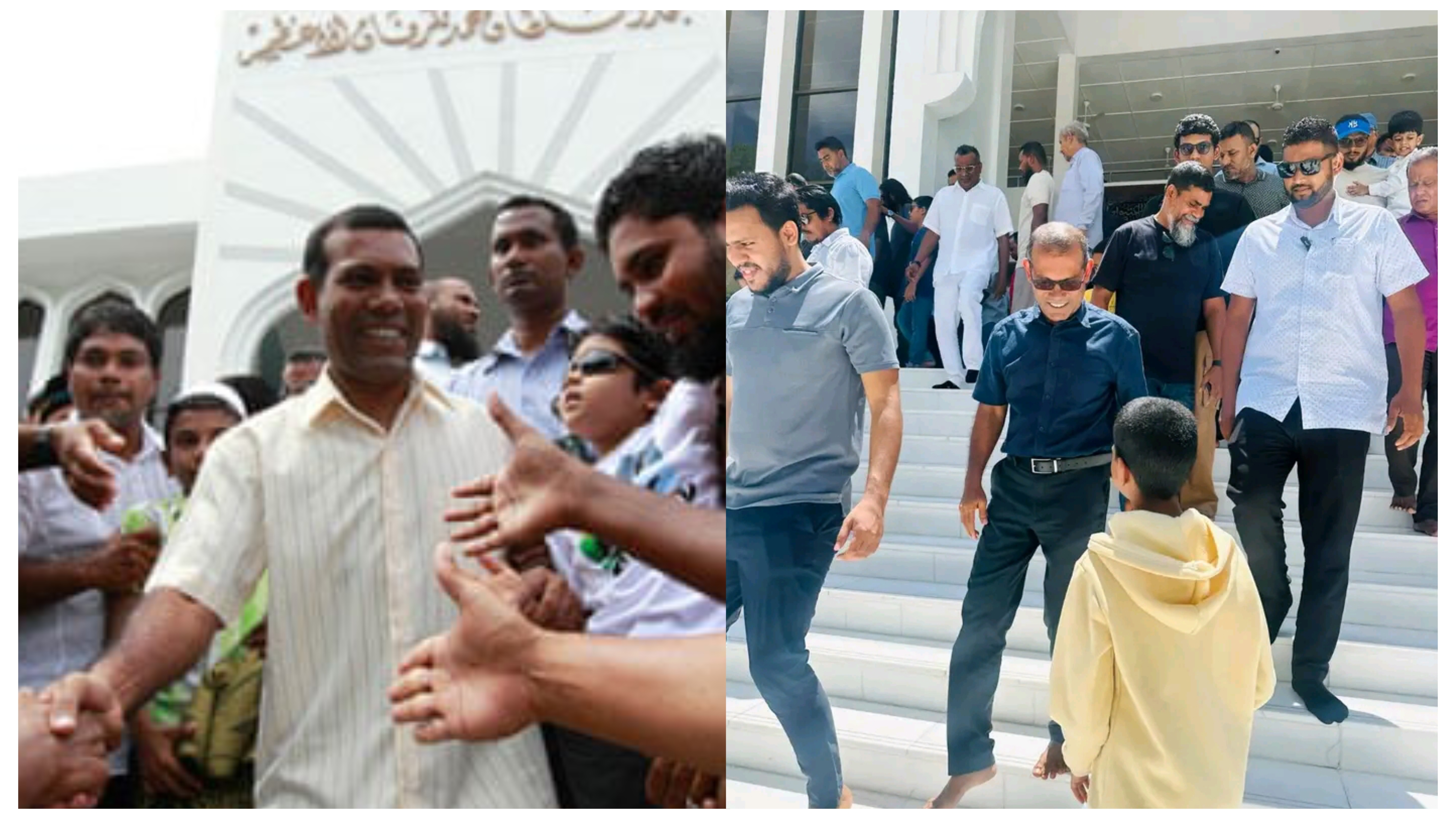 މިދެ ފޮޓޯއިން ފެނިގެންދަނީ ހިތްތަކުގެ ރައީސަށް އޮތް ފަނޑުވުމެއް ނެތް ރައްޔިތުންގެ ލޯތްބާއި ތާއީދު