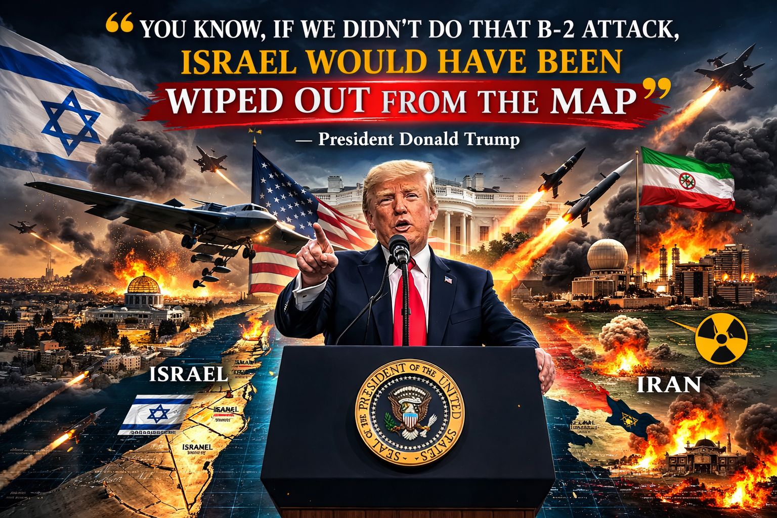 ބީ-2 އިން ހަމަލާ ނުދިންނަމަ އިސްރާއީލް ޗާޓުން ފޮހެލީސް: ޓްރަމްޕް