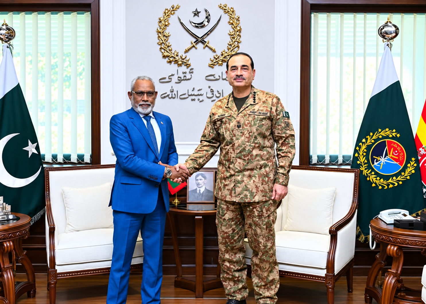 ޕާކިސްތާނުގެ އާމީ ޗީފްގެ އަރިހަށް މަޖިލީހުގެ ރައީސް އިޙްތިރާމުގެ ޒިޔާރަތެއް ކުރައްވައިފި
