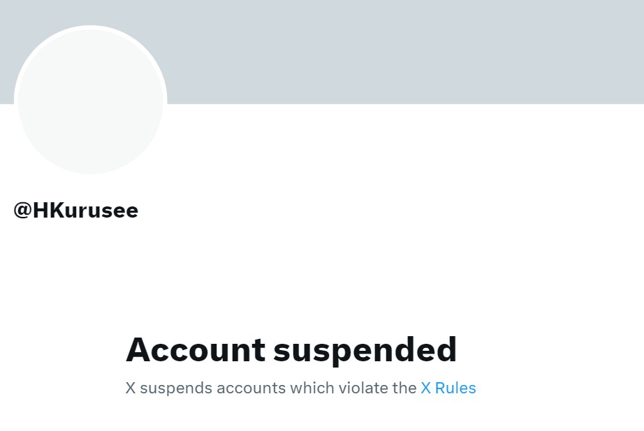 "ކުރުސީ"ގެ އެކައުންޓް އަނެއްކާވެސް ސަސްޕެންޑްކޮށްފި