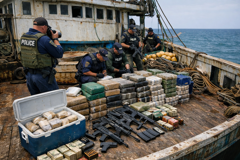 ލަންކާގެ ކަނޑުގެ ސަރަހައްދުން 10 ބިލިއަން ރުޕީސްގެ މަސްތުވާތަކެއްޗާއި ހަތިޔާރު އަތުލައިގަނެފި