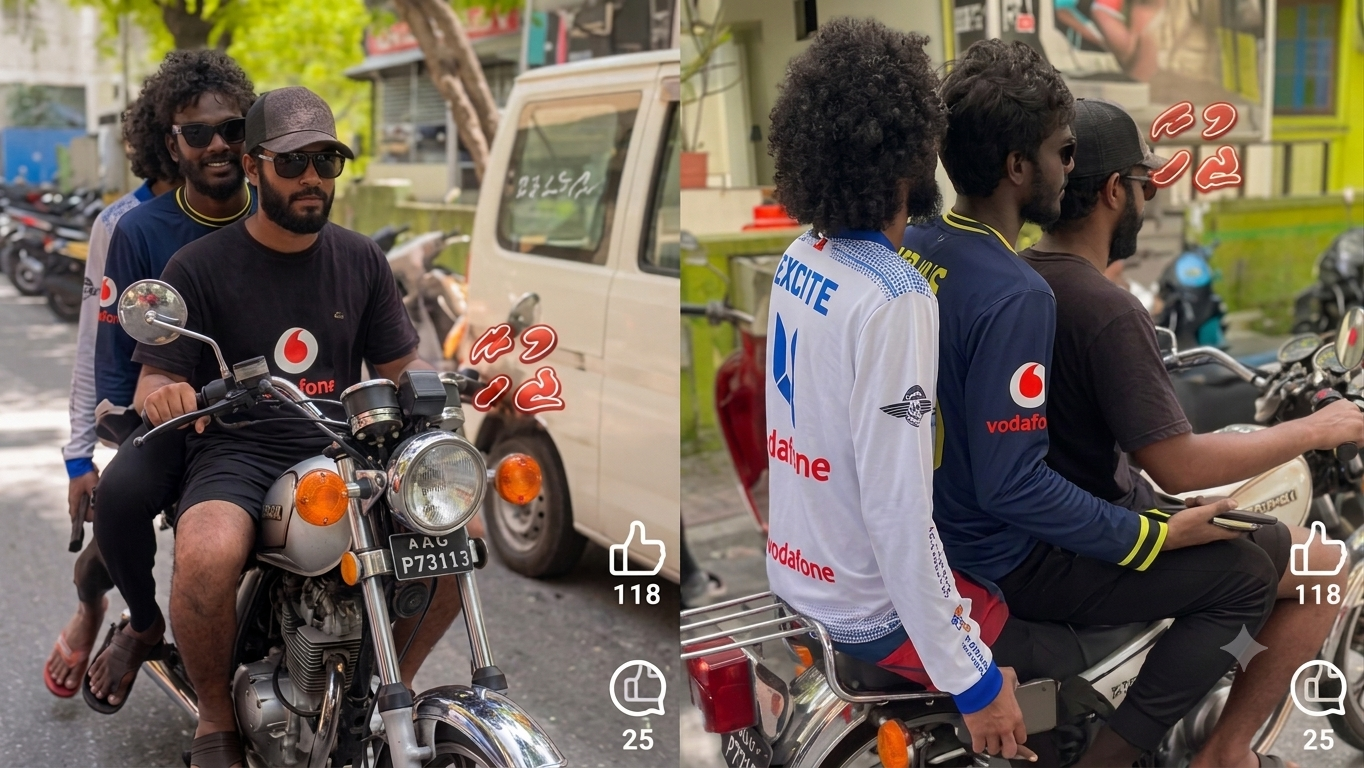 ސައިކަލެއްގައި ތިން މީހުން އަރައިގެން ދުއްވި މައްސަލަ: ނުރައްކާތެރި އަމަލަކާއެކު އާންމުންގެ ބޮޑު ކަންބޮޑުވުމެއް