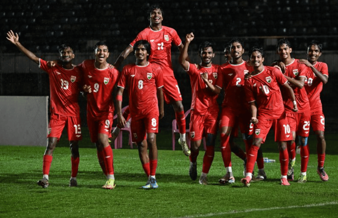 އޭއެފްސީ އަންޑަރ-20 ކޮލިފައިން: ފުރަތަމަ މެޗުން ބުރުނާއީ ބަލިކޮށް ރާއްޖޭގެ ޒުވާން ޓީމުން މޮޅަކާއެކު ފަށައިފި