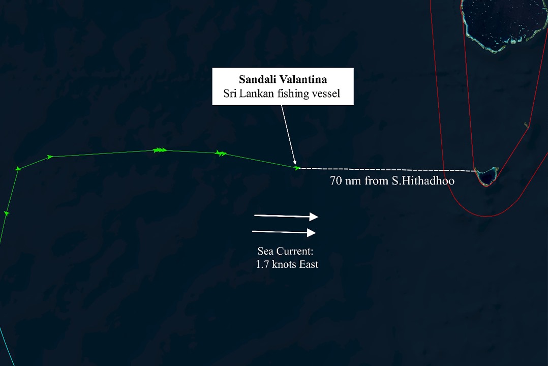 ލަންކާގެ މަސް ބޯޓެއް އައްޑޫ ކައިރިން އޮޔާދަނީ